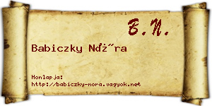 Babiczky Nóra névjegykártya